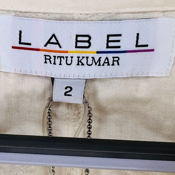 NWT Label Ritu Kumar Embroidered Floral Rhinestone Blazer Jacket White Size 2 - Picture 10 of 14